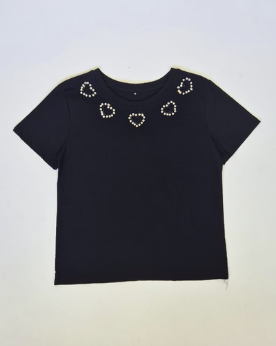 Top Algodón 020 Corazones Strass Calados