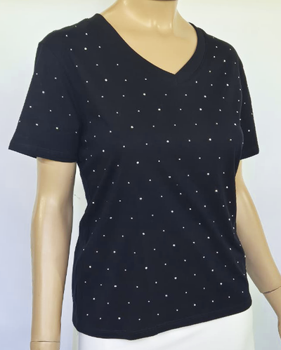 Top Algodón 021 Cuello V Polka Strass
