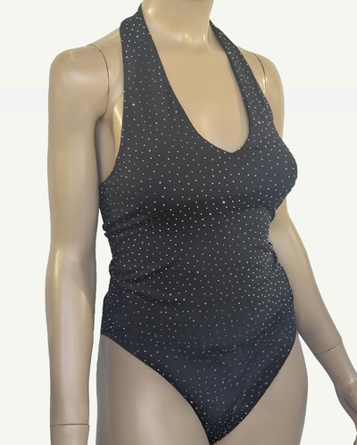 Body Halter Microfibra con Strass 