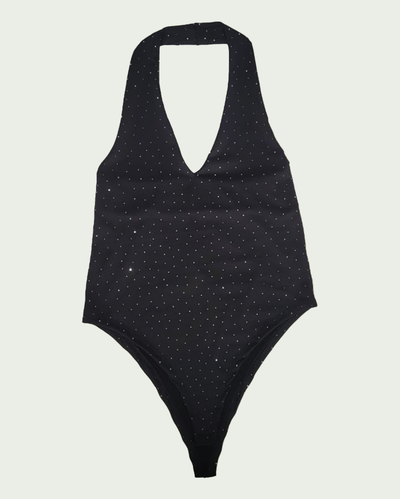 Body Halter Microfibra con Strass 