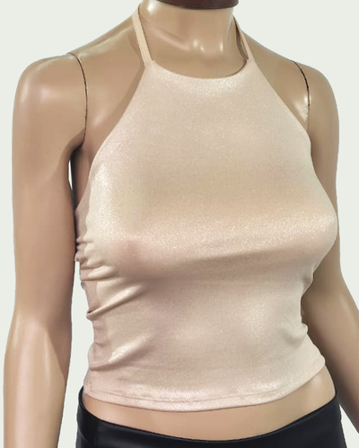 Top Microfibra Foil Halter con Tiras