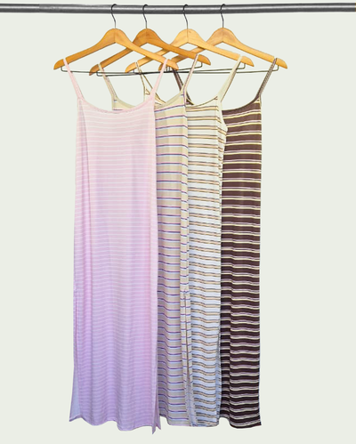 Vestido Largo Modal Soft Rayado con Breteles