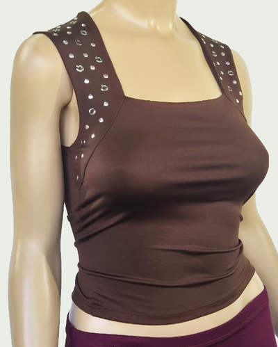 Musculosa Microfibra con Escote Cuadrado y Hotfix
