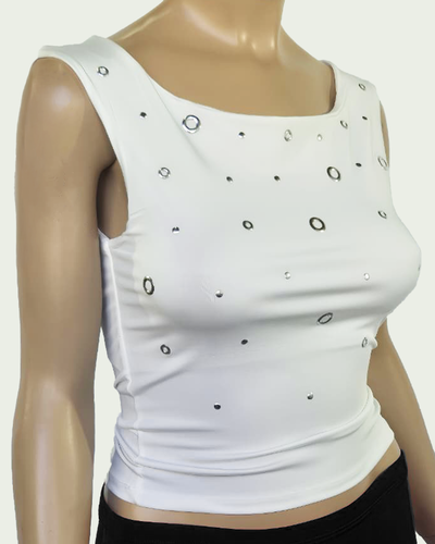Musculosa Microfibra con Escote Bote y Hotfix