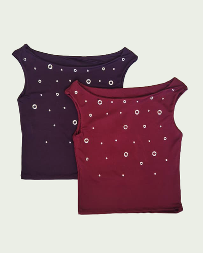 Musculosa Microfibra con Escote Bote y Hotfix