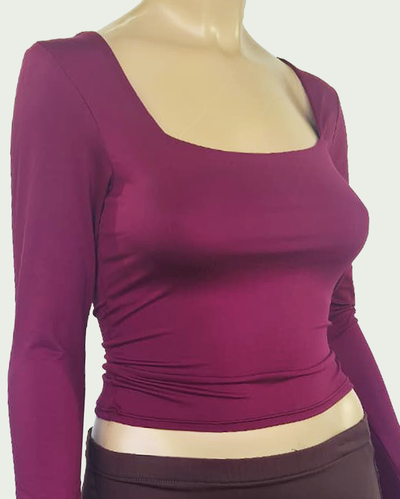 Top Mangas Largas Modal Soft con Escote Cuadrado 