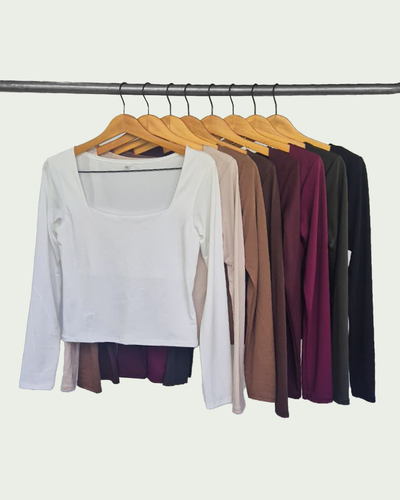 Top Mangas Largas Modal Soft con Escote Cuadrado 