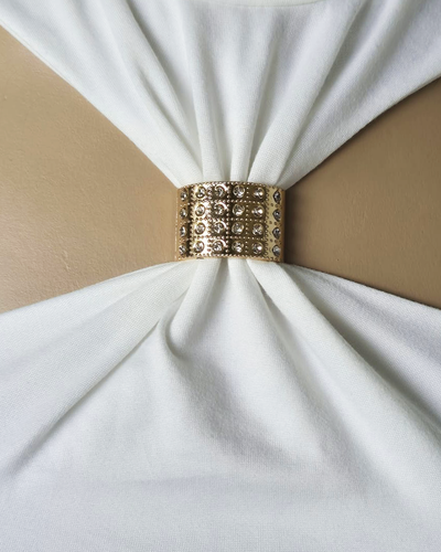 Top Modal Soft Media Polera con Aplique de Strass