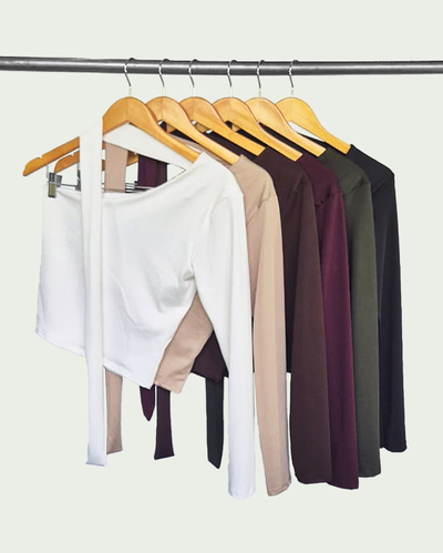 Top Asimetrico Microfibra Mangas Largas con Lazo