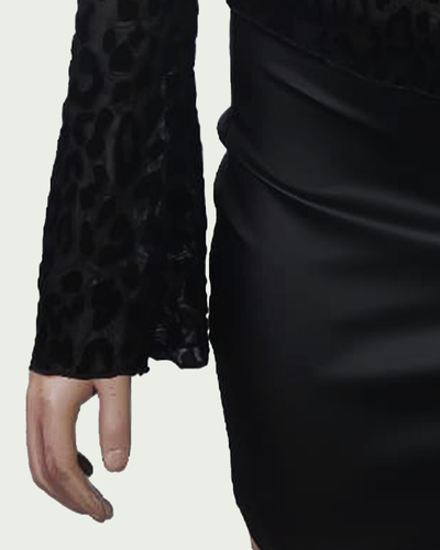 Top Tul Print Flo Asimétrico con Mangas Acampanadas