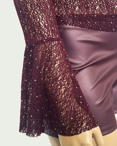 Top Mangas Acampanadas Tejido con Strass