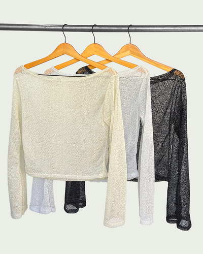 Top Lurex Translúcido Mangas Acampanadas