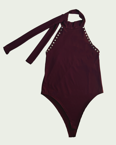 Body Halter Microfibra con Hotfix y Lazo