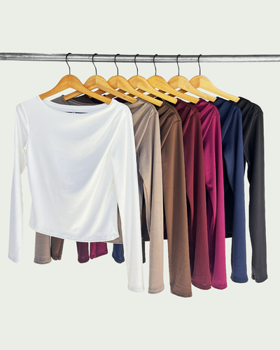 Top Microfibra con Mangas Largas y Hombro con Frunce