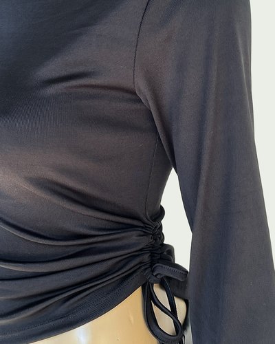 Top Microfibra con Mangas Acampandas y Frunce