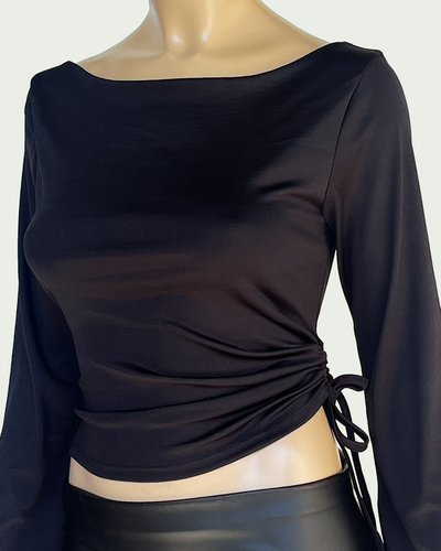 Top Microfibra con Mangas Acampandas y Frunce