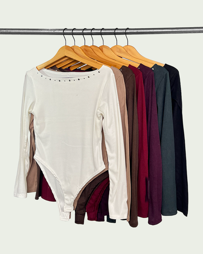 Body Mangas Largas Morley Soft con Cuello Bote y Hotfix