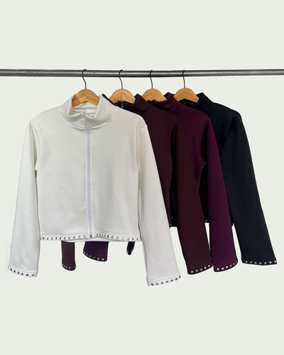 Campera Microfibra con Piel y Hotfix 