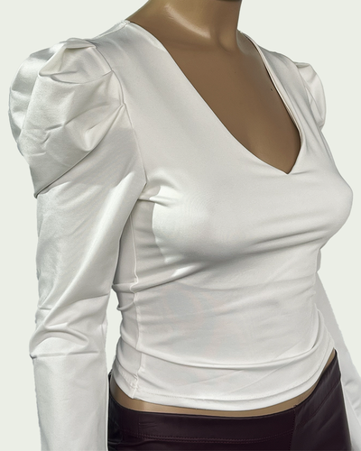 Top Microfibra con Escote V y Mangas Princesa