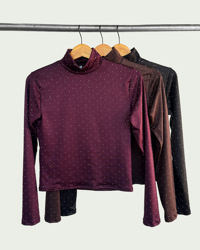 Media Polera Microfibra con Strass Mangas Largas 