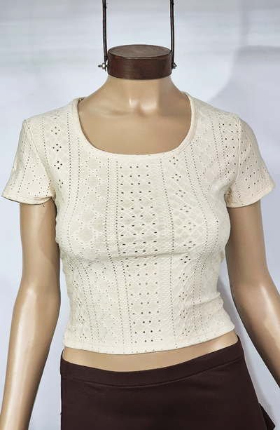 Top Broderie Manga Corta