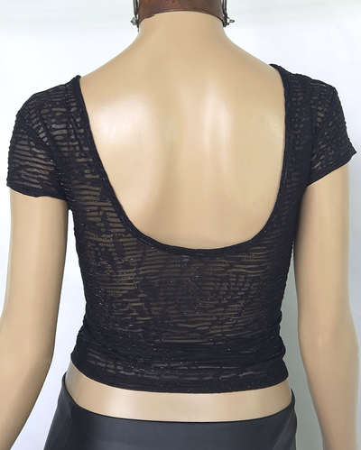 Top Tul Fantasía con Espalda Escotada y Mangas Cortas