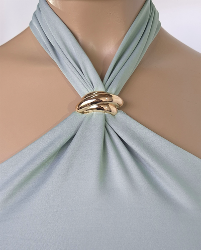 Top Microfibra Escote Halter cerrado con Aplique