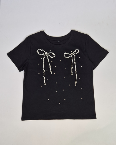 Top Algodón 005 Moños Perlas