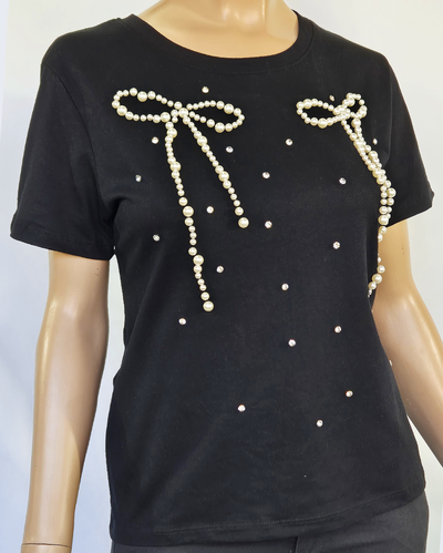 Top Algodón 005 Moños Perlas