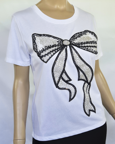 Top Algodón 001 Moño Lentejuelas