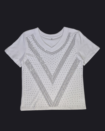 Top Algodón 016 Escote V Chevron Brillo