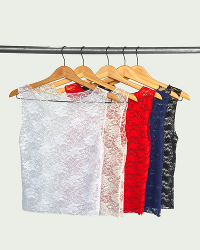 Musculosa Encaje Cuello Bote