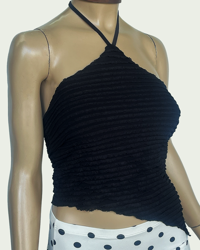 Top Mini Ruffle Halter Asimetrico