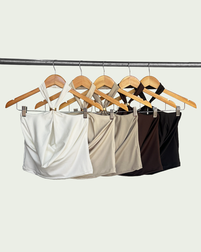 Top Halter Microfibra Buche con Aplique