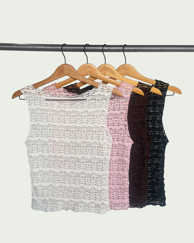 Musculosa Encaje Cuello Bote