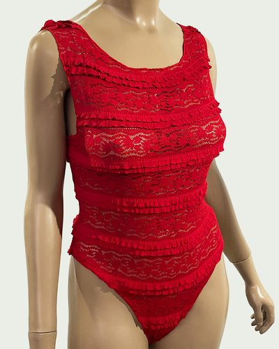 Body Encaje Parche Cuello Bote Sin Mangas