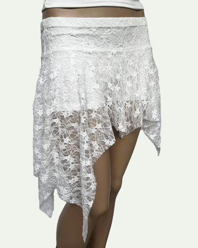 Pollera Pantalón Encaje con Picos Asimétrica