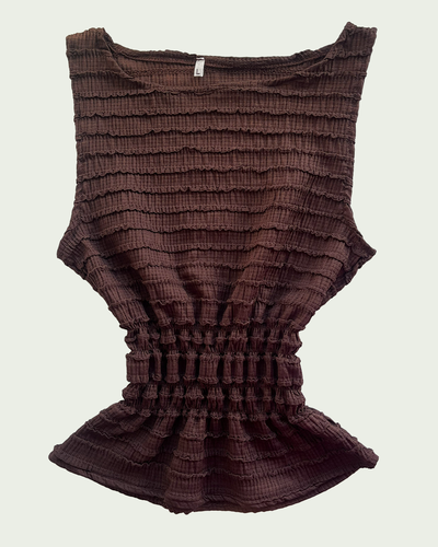Musculosa Oriana Cuello Bote y Frunce