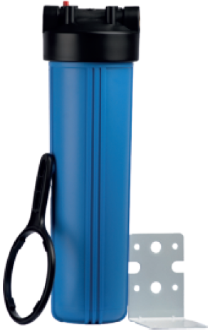 Carcasa azul, 4,5 x 20", conex 1", soporte