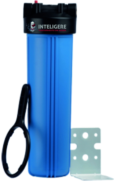Carcasa azul, 4,5 x 20", conex 1", soporte