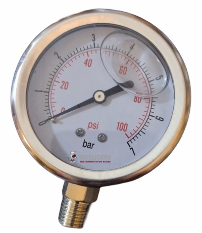 Manómetro 0-7 bar conex 1/4" inferior