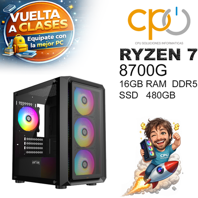 PC Gamer Ryzen 7 8700G 16GB DDR5 SSD 480GB Windows WiFi