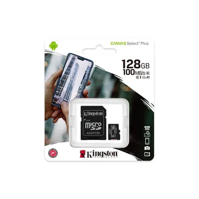 MICROSD KINGSTON 128GB C/ADAPTADOR CLASE 10 UHS-I (U1) 100MB/S CANVAS PLUS
