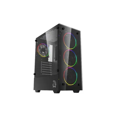 GABINETE RAPTOR SENTINEL TG MID-TOWER RGB FAN X4 W/BUTTON CONTROL