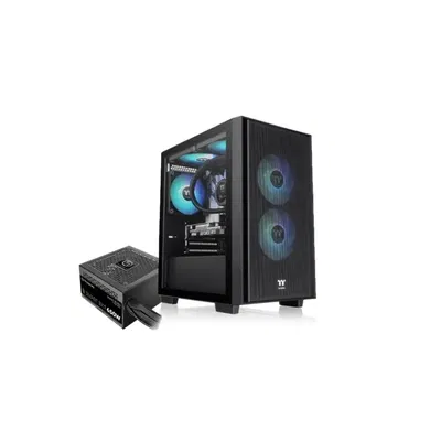 GABINETE THERMALTAKE H16 MICRO TOWER TG FAN ARGB X3 BLACK CON FUENTE 650W 80 PLUS BRONZE