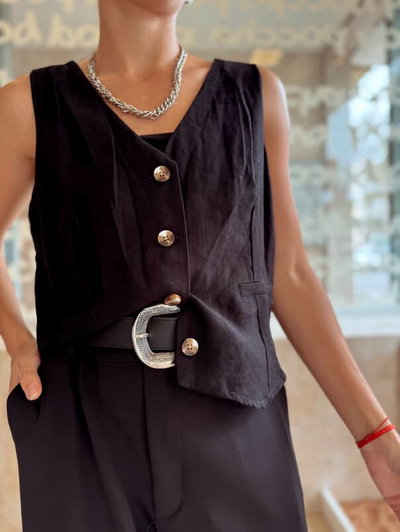 Chaleco lino Noa negro 