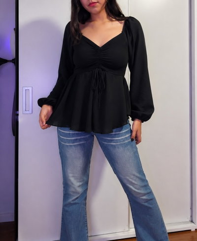 BLUSA MANGA GLOBO CON VOLADO 