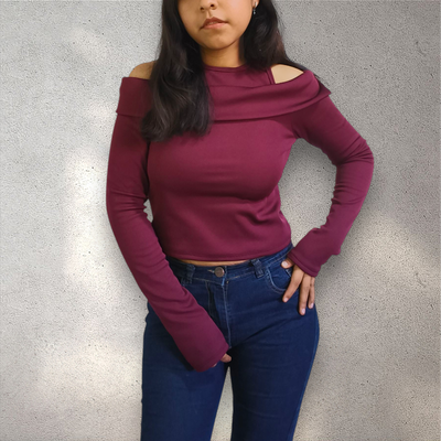 Remera Estilo Cuello Bote (M,L)