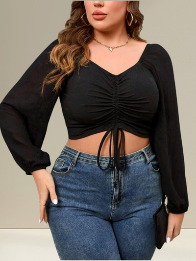 Top Blusa Mangas Gaza Creppe (sin mangas semitransparente)