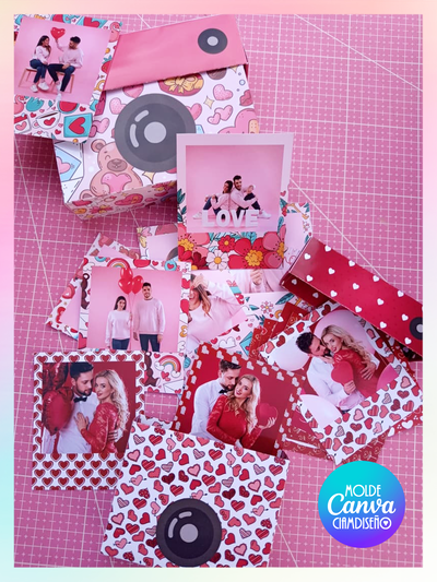 CÁMARA CON FOTOS POLAROID SAN VALENTÍN  CANVA